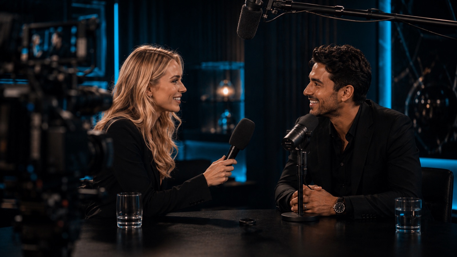 Interview-Situation mit Kamera und Mikrofon