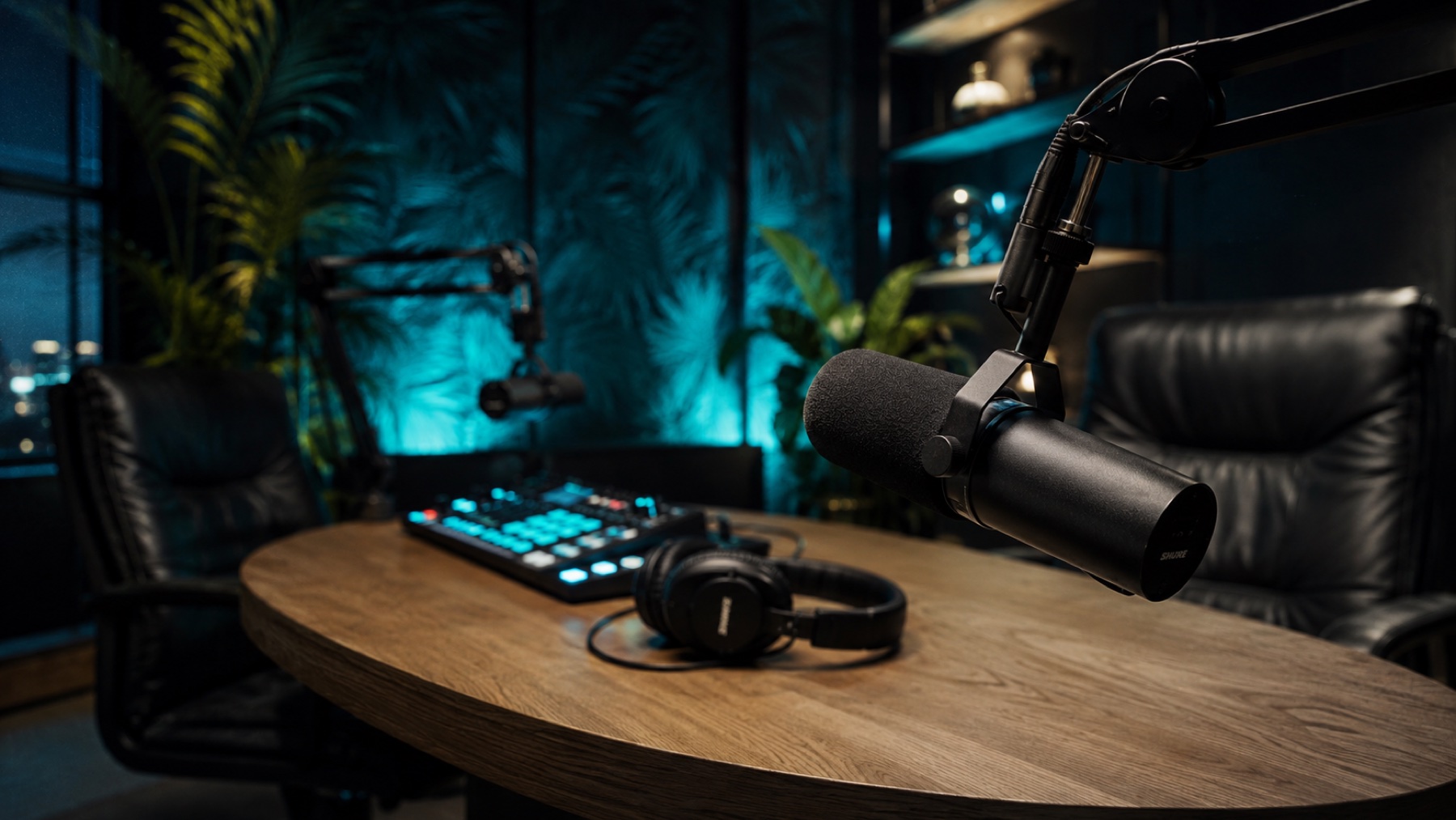 Shure SM7dB Broadcast-Mikrofon in Nahaufnahme im AREO Podcast Studio